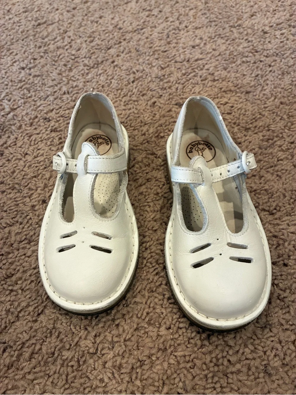 Vintage 90’s Babybotte White Leather T-Strap Dress Shoes EU 25 US 8.5 Style 2322